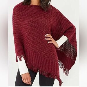 J. Jill Mixed-Cables Sweater-Knit Poncho NWT Pull Over Shawl One Size Wool blend